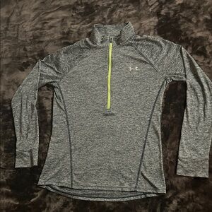 Under Armour Heathered Gray Long Sleeve with Neon Zipper
